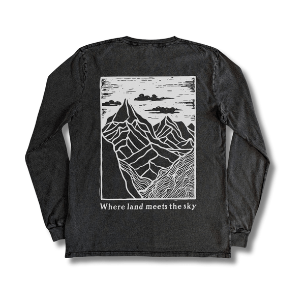 Stone Washed "Land Meets Sky" Long - sleeve Tee - Stoked&Woke Clothing
