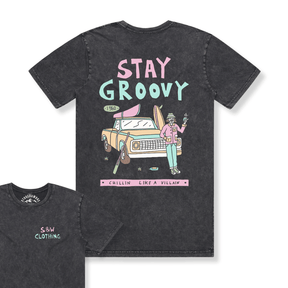 Stone Washed "Stay Groovy" Tee - Stoked&Woke Clothing