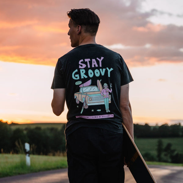 Stone Washed "Stay Groovy" Tee - Stoked&Woke Clothing