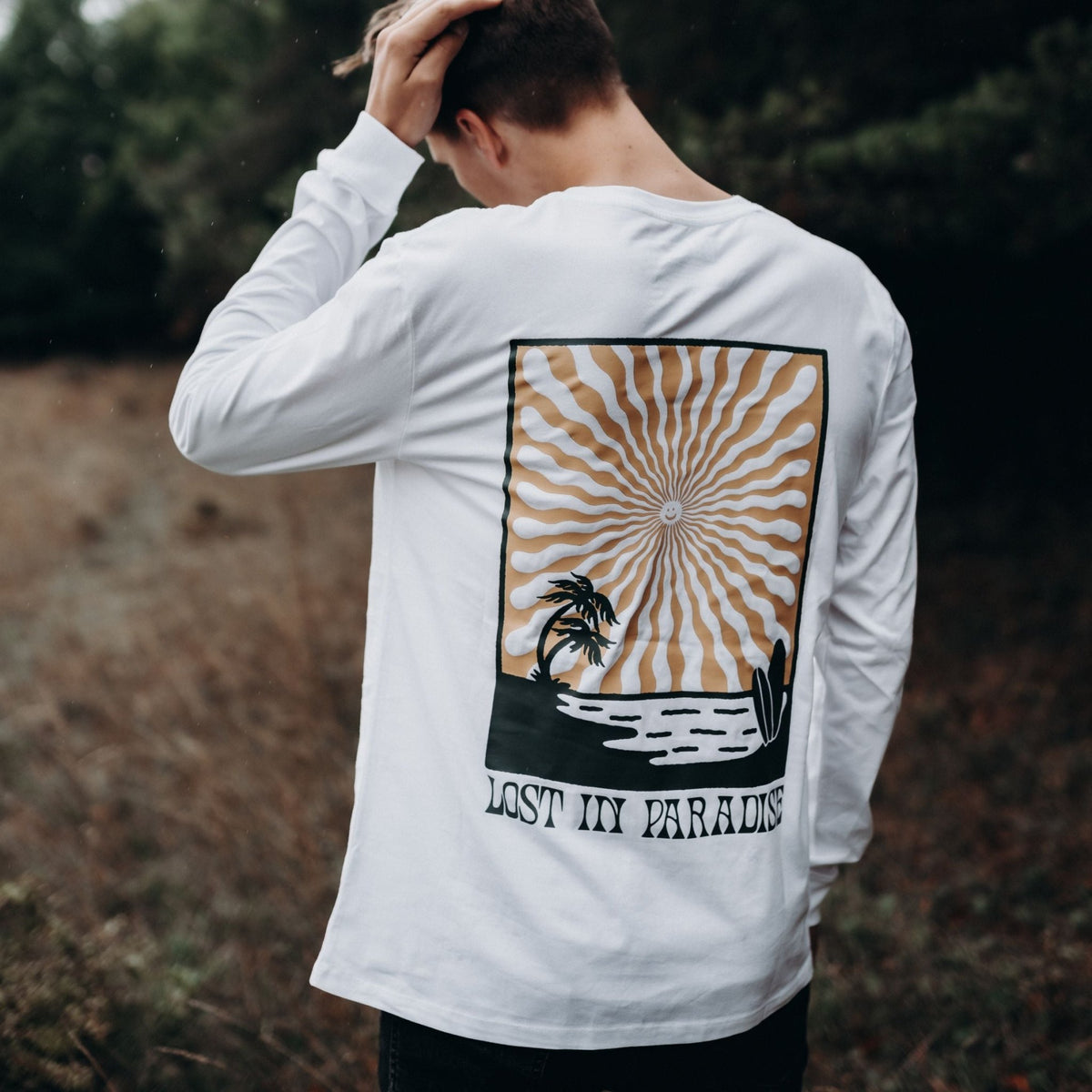 Organic "Lost in Paradise" Long Sleeve Tee - Stoked&Woke Clothing