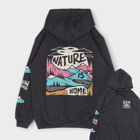 Over-sized "Nature Is Home" Hoodie - Stoked&Woke Clothing