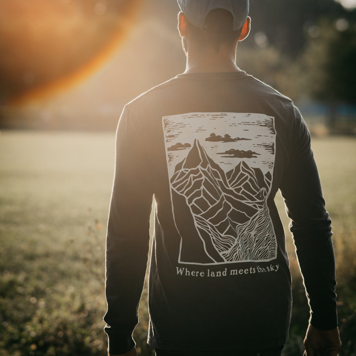 Stone Washed "Land Meets Sky" Long-sleeve Tee - Stoked&Woke Clothing