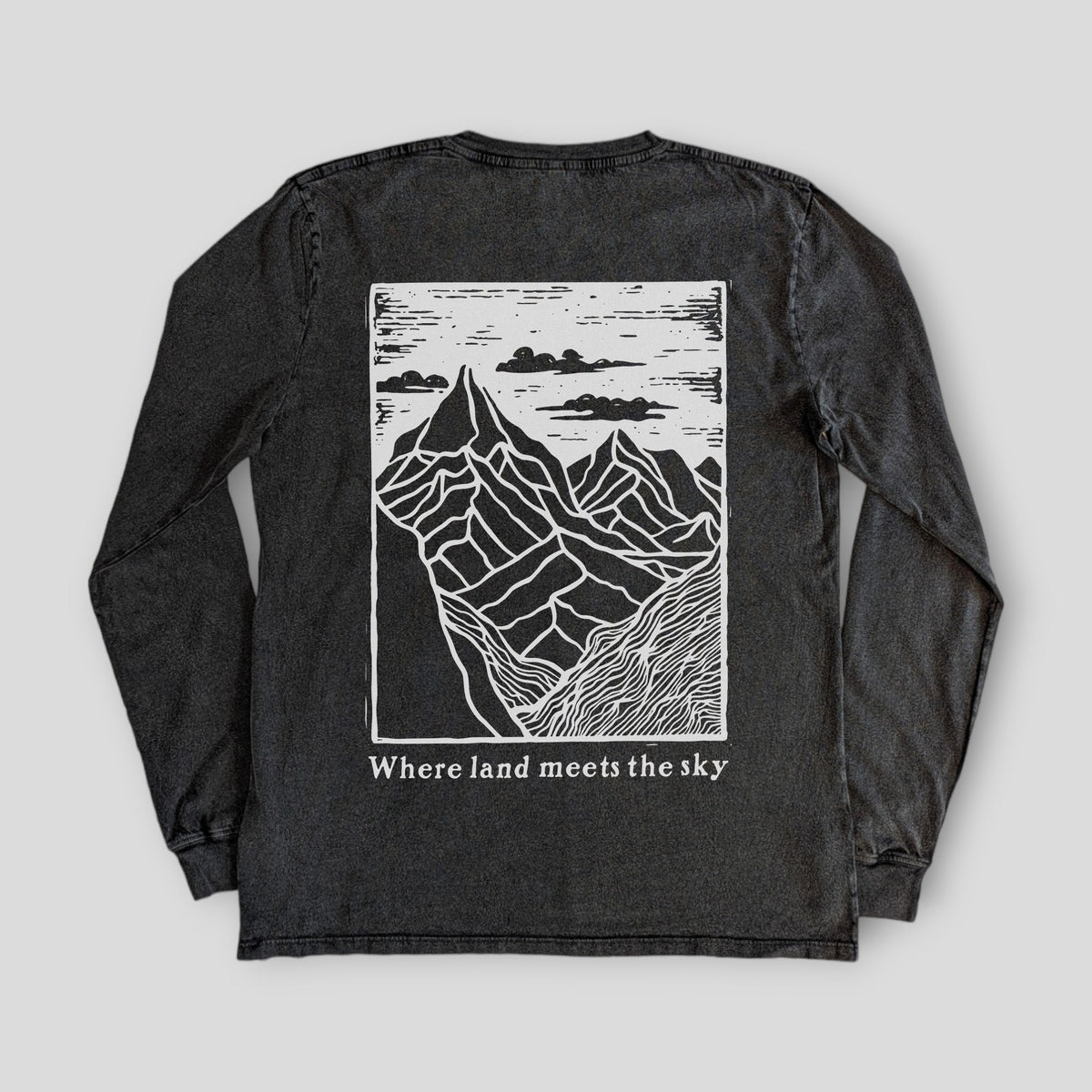 Stone Washed "Land Meets Sky" Long-sleeve Tee - Stoked&Woke Clothing