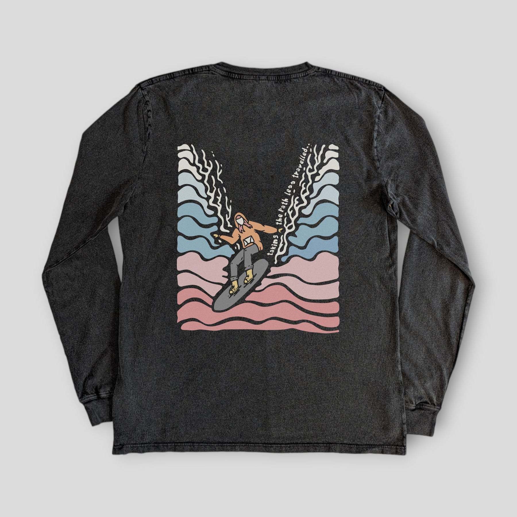 Stone Washed "Path Less Travelled" Long-sleeve Tee - Stoked&Woke Clothing